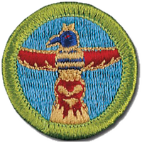 Woodcarving 1947-1960 Khaki Cotton Wht Bk St Crimped Merit Badge 201186 